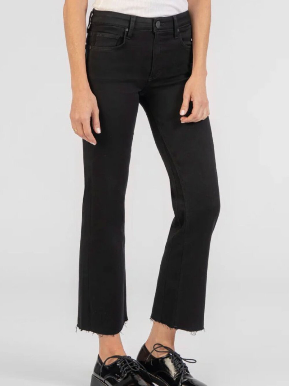 NWT Kut from the Kloth Kelsey Mid Rise Ankle Flare Black Stretch Jeans Size 18